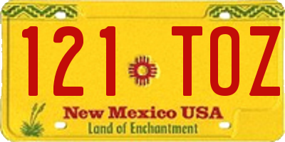 NM license plate 121TOZ