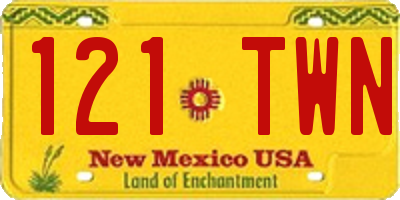 NM license plate 121TWN