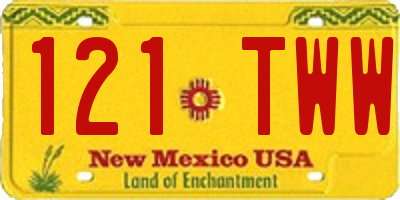 NM license plate 121TWW