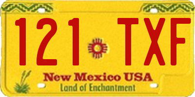 NM license plate 121TXF