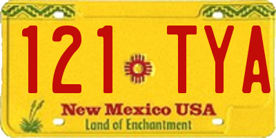 NM license plate 121TYA
