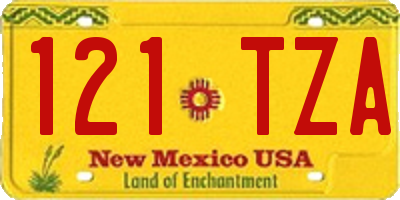 NM license plate 121TZA