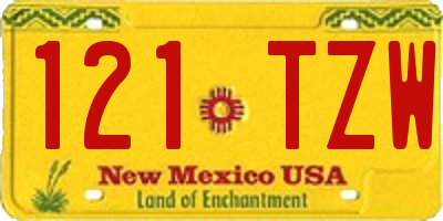 NM license plate 121TZW