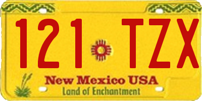 NM license plate 121TZX