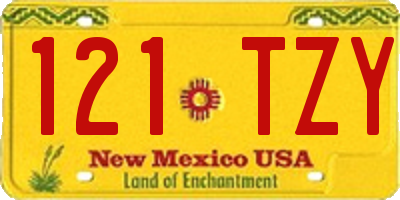 NM license plate 121TZY