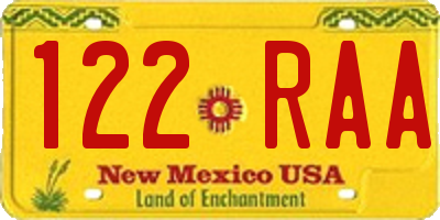 NM license plate 122RAA