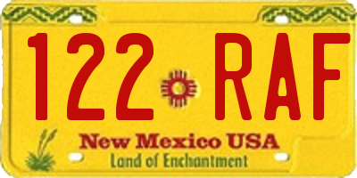 NM license plate 122RAF