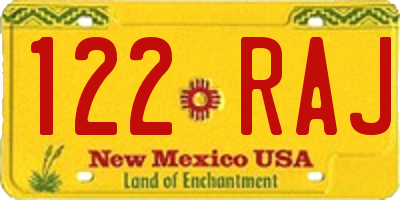 NM license plate 122RAJ