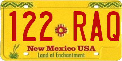 NM license plate 122RAQ