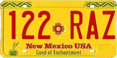 NM license plate 122RAZ