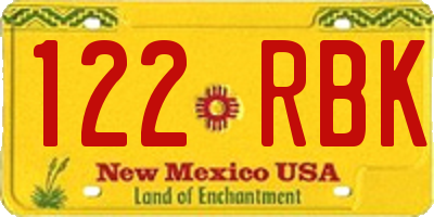 NM license plate 122RBK
