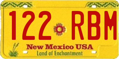 NM license plate 122RBM