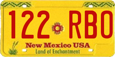 NM license plate 122RBO