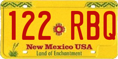 NM license plate 122RBQ