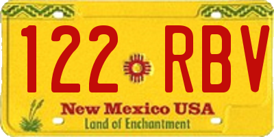 NM license plate 122RBV