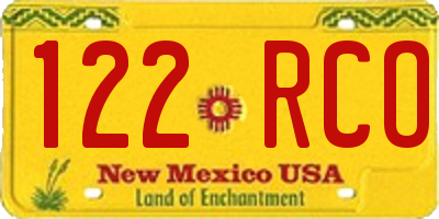 NM license plate 122RCO