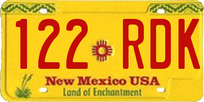 NM license plate 122RDK