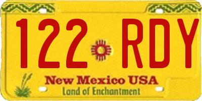 NM license plate 122RDY