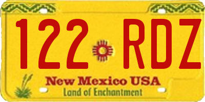 NM license plate 122RDZ