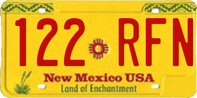 NM license plate 122RFN