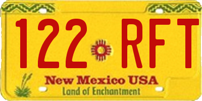 NM license plate 122RFT