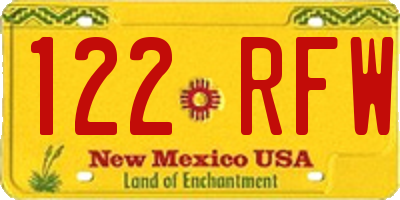 NM license plate 122RFW
