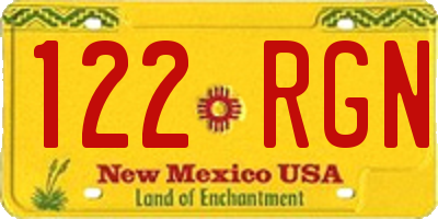 NM license plate 122RGN