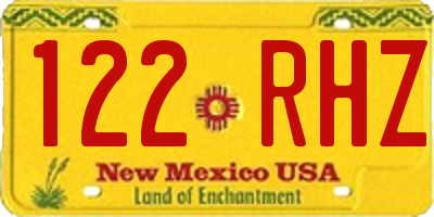NM license plate 122RHZ
