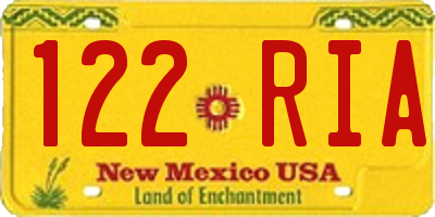 NM license plate 122RIA