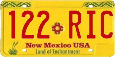 NM license plate 122RIC