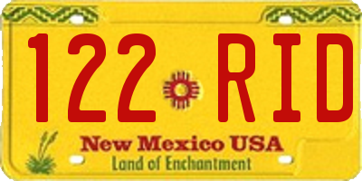 NM license plate 122RID