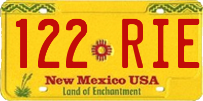 NM license plate 122RIE