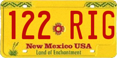 NM license plate 122RIG