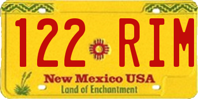 NM license plate 122RIM