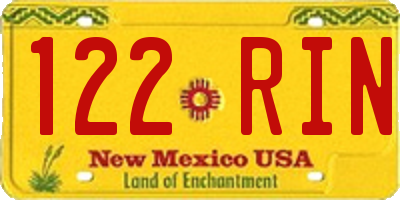 NM license plate 122RIN