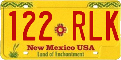 NM license plate 122RLK