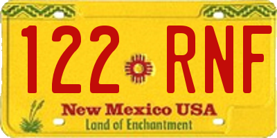 NM license plate 122RNF