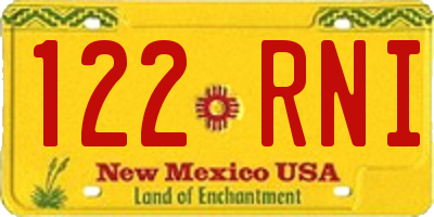 NM license plate 122RNI