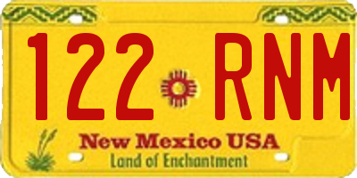 NM license plate 122RNM
