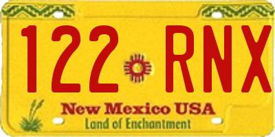 NM license plate 122RNX