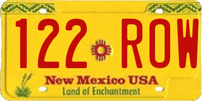 NM license plate 122ROW
