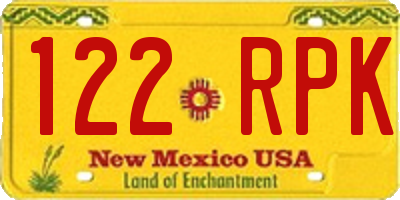 NM license plate 122RPK
