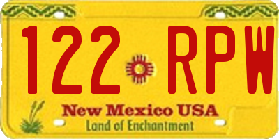 NM license plate 122RPW