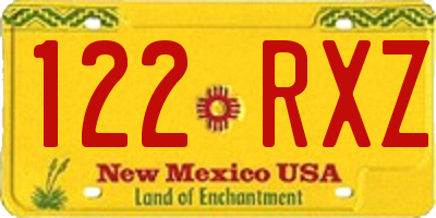 NM license plate 122RXZ