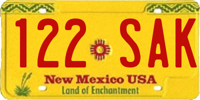 NM license plate 122SAK