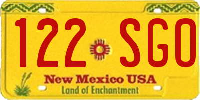 NM license plate 122SGO