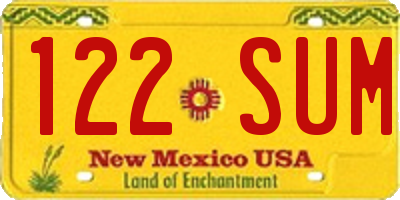 NM license plate 122SUM