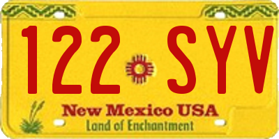NM license plate 122SYV