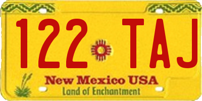 NM license plate 122TAJ