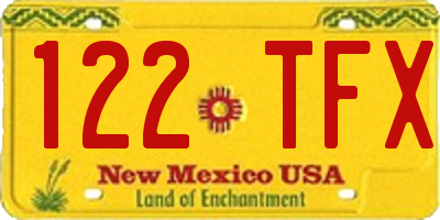NM license plate 122TFX